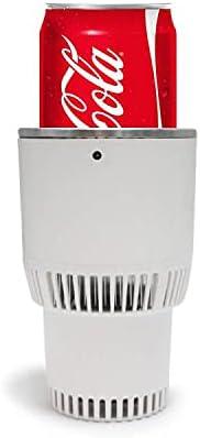 Auto Car Cup Holder Heating Cooling Drinks Smart Cooler Warmer Heater for Coffee Beverage Milk (White with silver)