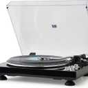 Hi-Fi Belt-Drive Turntable with Premium Cartridge, Pitch Control 10%, Auto-Return Tonearm, 2-Speed 33/45 RPM Vinyl Player, Glossy Black Finish