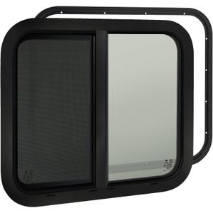 Cargo Trailer Windows,24" W x 20" H RV Windows for Cargo Trailer/Camper/Travel Trailer with Trim Ring,Horizontal Sliding Replacement Fit 15/16" or 1-3/8" Thick Wall,Allow Error 1/16,DOT Approved