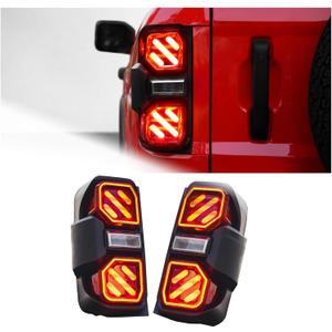 LED taillights for Ford Bronco 2021-2026 2/4 Door, Red lens taillight assemblies, Taillights Replacement with Plug & Play Design (B)