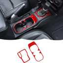 Cup Holder Trim Cover Gear Shift Cover Center Console Decoration Interior Accessories Compatible with Jeep Wrangler JL JLU & Gladiator JT 2018-2024,Red