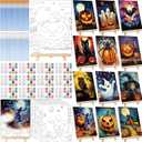 Zhanmai 12 Pack Pre Drawn Canvas for Painting Sip and Paint Kit 8" x 10" Paint Party Set Canvas Painting Pre Printed Canvases for Party Favor DIY Virtual Adult's Date Night(Halloween Pumpkin)