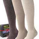 Soft Cotton Compression Socks for Women Men 20-30mmHg - Knee High Support for Circulation, Nurses, Pregnancy, Travel M/L