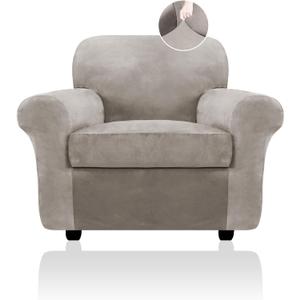 FestiCorp Sofa Cover, Velvet Couch Covers for Dogs, Stretch Sofa Slipcovers, Thick Furniture Covers for Pets, Washable Chair Cover, Armchair, Taupe (Small)