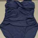 One Piece Bathing Suit for Women Tummy Control Swimsuits Square Neck Ruched Modest Swimwear, Size L, Navy