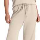 SAMPEEL Two Piece Sets for Women Casual Travel Vacation Outfits Summer Wide Leg Crop Pants Lounge Sets (Beige, L)