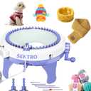 Knitting Machine,SENTRO 48 Needles Knitting Machines with Row Counter, Smart Weaving Round Loom,Double Knit Loom Machine Kit,DIY Knit Scarf Hat Sock, 48 Needles Blue