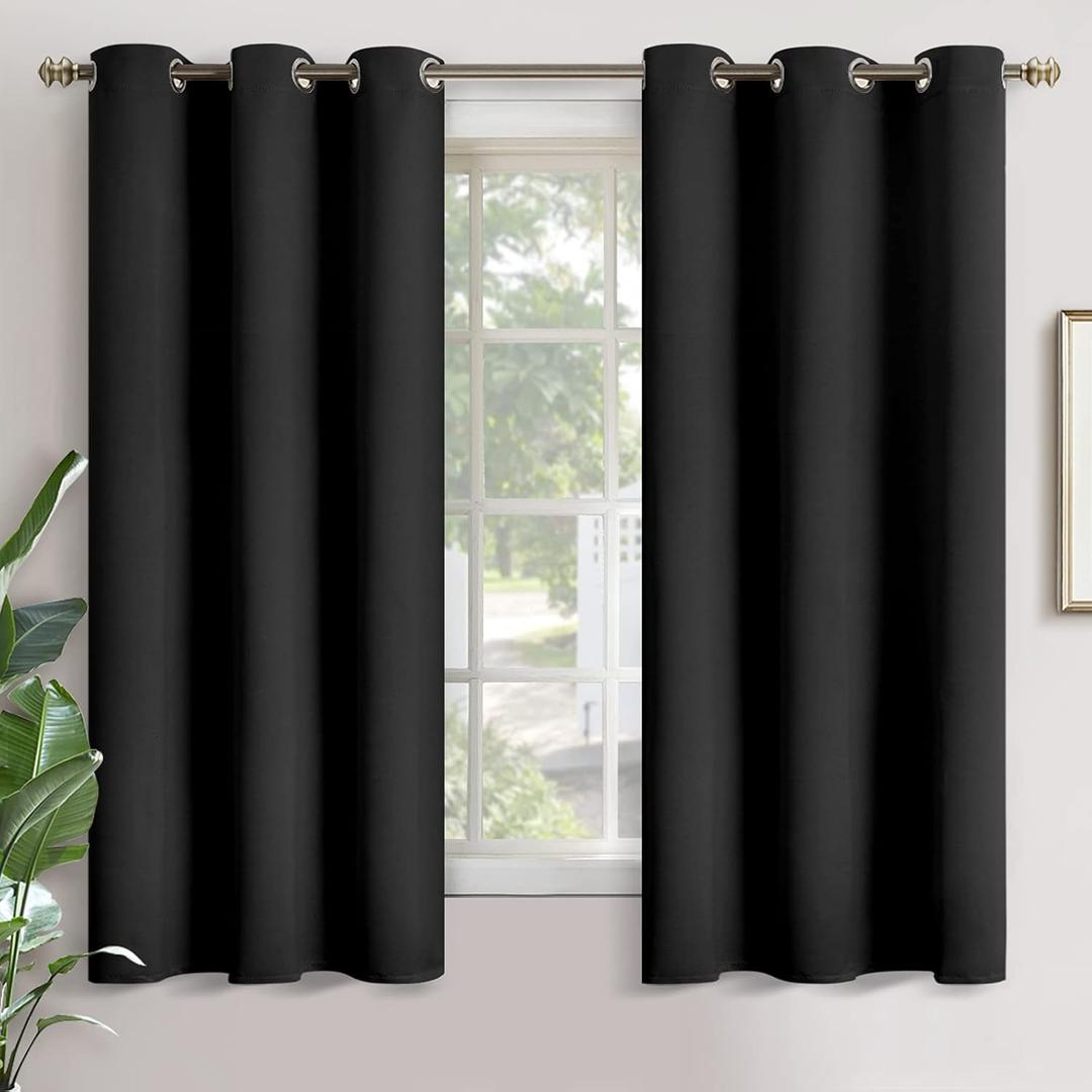 YoungsTex Black Blackout Curtains 63 Inch Length for Bedroom, Thermal Insulated Drapes with Grommet Room Darkening Privacy for Living Room, 2 Panels, 42 x 63 Inch