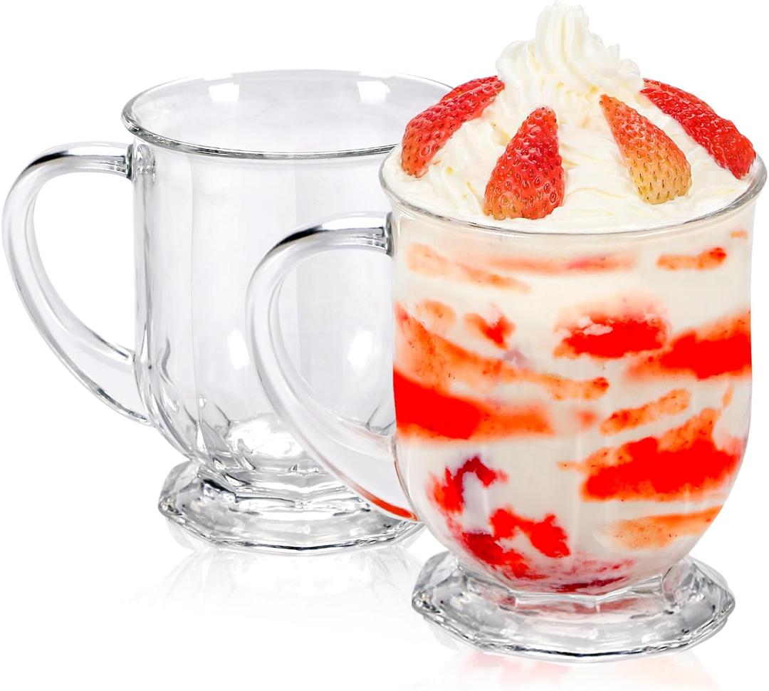 WHJY Set of 2 Oversized Glass Coffee Mugs 20 Oz Large Coffee Mugs, Glass Beer Mugs with Handles, Clear Mugs for Hot Beverages