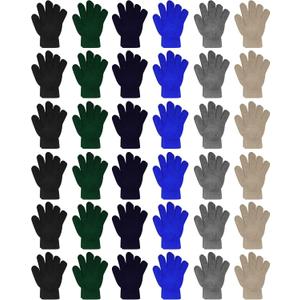 Toulite 36 Pair Adult Winter Gloves Bulk Warm Knitted Magical Gloves Stretchy Solid Color Mittens for Men Women Homeless