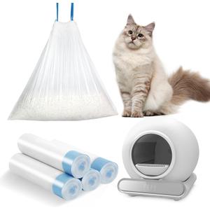 Cat Litter Box Liners-60 Count, Drawstring Cat Litter Waste Receptacles Bags for LELO ELVES LMSP-10-18" x 18" (White)