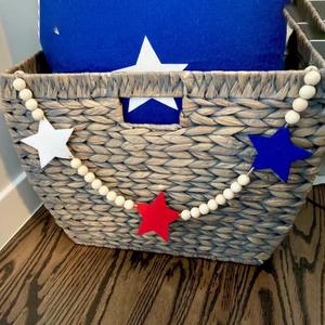 7.5 FT Patriotic Garland - Wooden Beads & Felt Stars for 4th of July Decor, Independence Day Banner | Rustic Farmhouse Wall Hanging for Fireplace, Mantel, Parties & Home Decor
