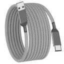 USB C Cable 26FT 1Pack,Extra Long USB-A to USB-C Cable Braided Fast Charger Cord Compatible with iPhone 15,Sony PS5,Samsung Galaxy S24 S23 S22,A15,Note 9 Plus,OnePlus 10 Pro,Nintendo Switch,Moto(Grey)