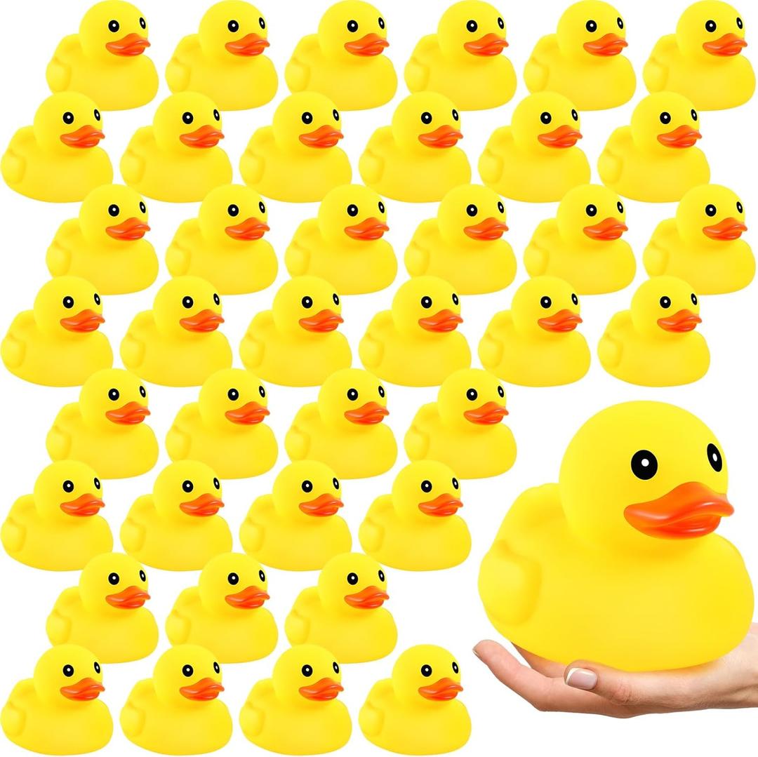 Deekin 10 Pcs Large Yellow Rubber Ducks Bulk Large Duck Squeak Rubber Bathtub Floating Bath for Birthday Party Decoration Gift Swimming Pool (5 Inch)