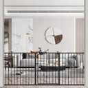 WAOWAO Triple Lock Baby Gate Extra Wide 72.04-76.77" Pressure Mounted Walk Through Swing Auto Close Safety Black Metal Dog Pet Puppy Cat for Stairs,Doorways,Kitchen