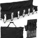 Wonderjune Folding Soccer Bench Portable Sports Team Bench with Pockets and Carrying Bag for Sports Team Outdoor Camp Travel Soccer Practice (Black,6 Seat)
