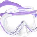 Freela Kids Swimming Goggles for 4-16 with Nose Cover, Anti-Fog No Leakage Swim Mask 180 Clear Vision Beach Pool Goggles (1 Pack Purple)