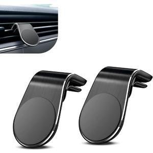Shakas 2 PCS Mobile Phone Navigation Magnetic Bracket, 360 Degrees Rotation Adsorption-type Vehicle Air Vent Navigation Bracket, L-shaped Shockproof Cell Phone Mount, for Any Smartphone (Black)