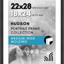 Americanflat 22x28 Poster Frame with Polished Plexiglass - Use as 18x24 Frame with Mat - Hudson Collection - Wide Picture Frames for Wall Display - Black