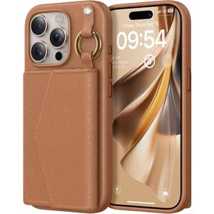 TAURI for iPhone 15 Pro Max Case, Removable Magnetic Wallet Case with Card Holder, [Compatible with MagSafe] Durable PU Leather Phone Case with Wireless Charging, Brown