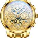 NEKTOM Watches for Men with Stainless Steel, Quartz Analog Watch with Date, Luxury Minimalist Dress Mens Watches, Chronograph Watch, 3ATM Waterproof, Black Wristwatch, Gifts for Men