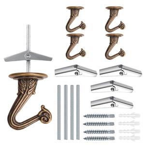 OBSTKUCHEN 2 Sets Swag Ceiling Hooks Heavy Duty Swag Hook with Hardware for Hanging Plants Ceiling Installation Cavity Wall Fixing (4, Antique Brass)