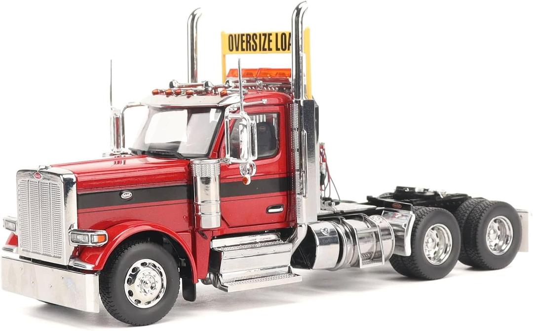 1:32 Scale Peterbilt Model 589 131-inches-BBC Day-Cab Tandem-Axle Truck Tractor (Legendary-Red Color) - Transport Series | 1:32 Scale Diecast Collectible Model 71146