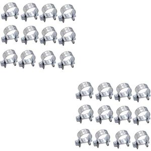 24pcs Adjustable Stainless Steel Hose Clamps Gear Hose Clip for Automotive Lines Plumbing Mechanical Use Design to Prevent Damage (12X8X2cmx2pcs, Silverx2pcs)