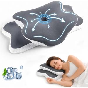 Cervical Neck Pillow for Pain Relief, Ergonomic Memory Foam Neck Support Pillow for Sleeping, Cooling Comfort Designed for Side Back Stomach Sleepers