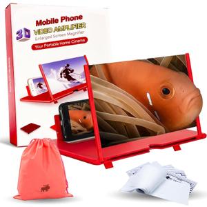 Mobile Phone Magnifier, Foldable Mobile Phone Magnifier Projector Screen, Ultra-HD Magnifying Screen for Easy TV Viewing Orientation for Landscapes, Supports All Smartphones (1PCS Red)