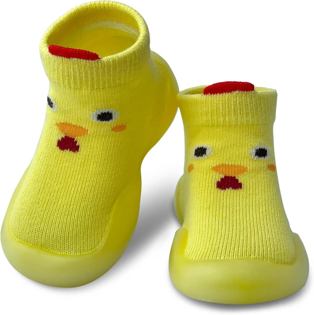 Baby Shoes Boys Girls First Walking Shoes Non Slip Soft Sole Sneakers Toddler Infant Babygirl Sock Shoes (Yellow)