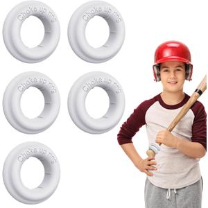[5 Packs] Baseball Bat Grip Choke Up Rings for Youth Baseball Softball Teeball Tball Bat Choke Up Ring Bat Knob Baseball Bat Accessories (White)