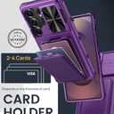 SSLOTSCASE for Samsung Galaxy S25 Ultra Case with Card Holder & Lens Cover & Hidden Kickstand, Silicone Edge Durable Protective Wallet Phone Case Cover for Galaxy S25 Ultra 6.9'', Dark Purple