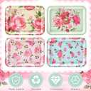 4 Pieces Serving Trays Melamine Platters Reusable Rectangle Party Trays for Theme Party Food Dessert Serving Supplies, 13 x 9.7 inch(Colorful,Flower)