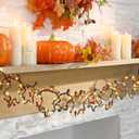 Thanksgiving Dinner Table Decoration Maple Leaves Rattan Light 3.94ft Thanksgiving Rattan Decor with Berry String Lights Battery Operated Fall Decor for Mantle Table Centerpiece Fireplace