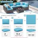Aoxun 14pcs Patio Cushion Covers Replacement, Waterproof Outdoor Furniture Cushion Covers with Zipper and Non-Slip Bottom, Patio Sofa Couch 3 Sizes for Patio Sectional, Covers Only (Sky Blue)