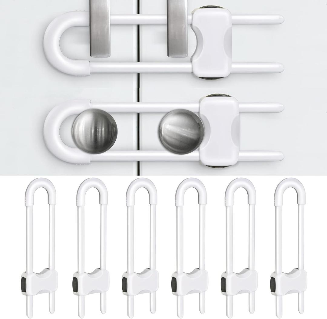 Baby Proofing Cabinets,Cabinet Locks for Babies,U-Shaped Child Locks for Cabinets, Child Proof Cabinet Latches,Child Safety Cabinet Locks with Adjustable by SPISPI (Pack of 6)