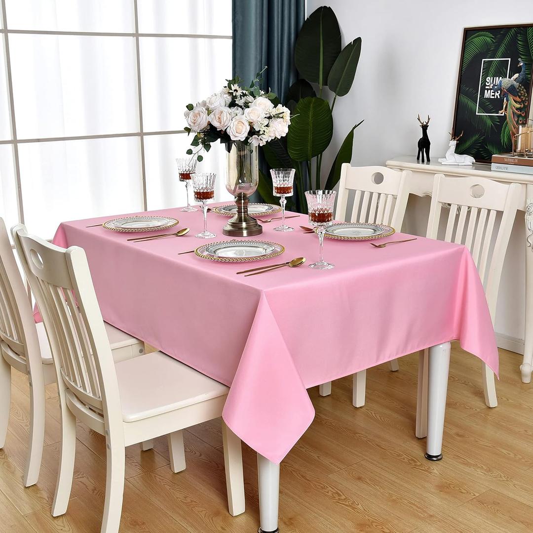 Pink Rectangle Tablecloth Waterproof Stain Resistant Wrinkle Free Table Cloth 210GSM Polyester Wipeable Table Cover for Party, Banquet, Indoor and Outdoor use - Rectangular/Oblong, 60 x 84 inch
