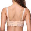 Women Underwire Full Coverage Sexy Lace Everyday See Through Bra No Pad Plus Size Unline Bralette Lingerie (40C, Beige)