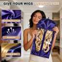 2 Pack Purple Silk Satin Wig Storage Bag with Hanger, Breathable Hair Extension Holder for Styling & Organizing, Dust-proof Silk Case for Protecting Hair Extensions & Wigs