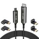 USB C to HDMI 2.1 Cable 75 FT, 8K Active Fiber Optic Type-C to HDMI Cord, (8K@60Hz, HDCP, HDR) Thunderbolt 3/4 Compatible, for iPhone 15 Series, MacBook Pro, iPad Pro, S23, Surface, with 4 Adapters