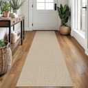 EARTHALL Washable Runner Rug 2x7 Ft Non Slip Runners for Hallways Cotton Rubber Backed Kitchen Runner Braided Indoor Floor Carpet Runners for Entryway, Hallway, Kitchen, Bedroom, Send/Beige