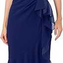 Adrianna Papell Women's Ruffle Crepe Halter Gown (8, Navy Sateen)