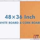 Magnetic White Board and Cork Board Combo, 48 X 36 inches Whiteboard Bulletin Combination Board, Wall Mounted Dry Erase Message Board for Home, School and Office