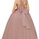 Crossed Straps Flower Girl Dress Satin Long Prom Dress with Bow Puffy Tulle Pageant Dresses for Girls, Dusty Rose, 10