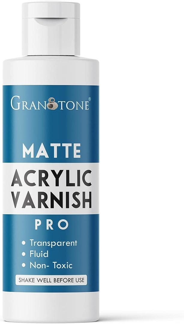 GRANOTONE Acrylic Artist's Varnish | Matte Finish | Non-Yellowing | Non-Toxic | Anti-Crazing Formula | Suitable for Pro Artists, Hobby Painters & Kids | Made in India | 100 ML