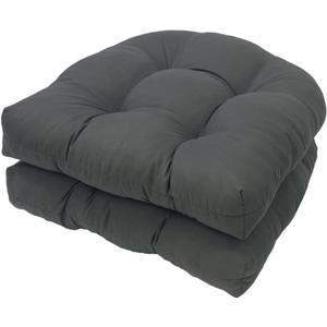 Srutirbo Outdoor Chair Seat Cushions Set of 2, Waterproof 19" x 19"U-Shaped Patio Chair Cushions for Indoor/Outdoor Wicker Chair Rocking Chairs, Garden Furniture Kitchen Dining Room (Dark Grey)