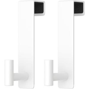 PMMASTO 2-Pack Over The Door Hooks - Rustproof Stainless Steel Door Hangers for 1-3/4 Inch Doors, Non-Marking and Tool-Free Easy Install (White, T Shape-Fits 1-3/4" Thick Door)