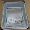 Stainless Steel Litter Box | Metal Kitty Litter Box with Lid High Sided for Small Cats or Injured Cats, Bunny Litter Boxes, Low Entry, Odor-Free, Non-Stick,Includes Scoop (Silver Gray)