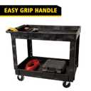 Rubbermaid Commercial Products 2-Shelf Utility/Service Cart, Medium, Lipped Shelves, Standard Handle, 500 lbs. Capacity, for Warehouse/Garage/Cleaning/Manufacturing/Maintenance